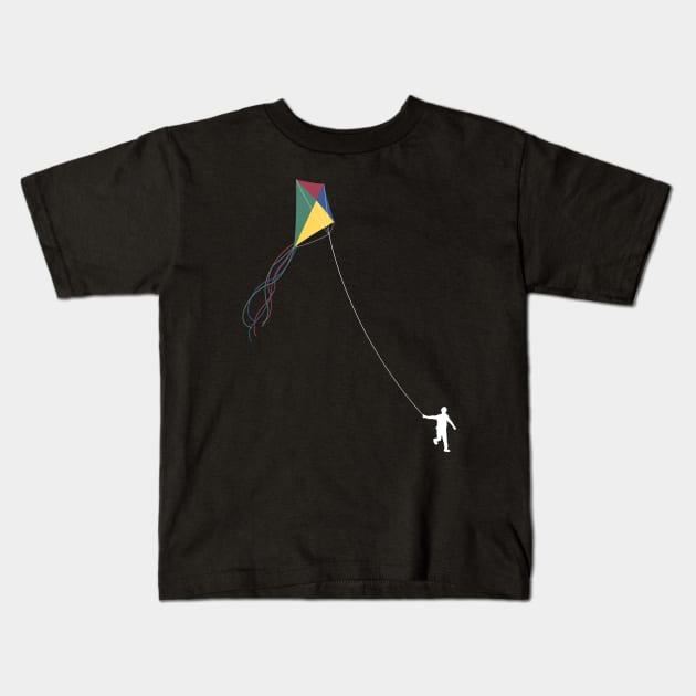 Kid Flying Kite - Children's Outdoor Play (white variant) Kids T-Shirt by gegogneto